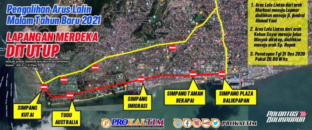 lalin taon baru Lapangan Merdeka Ditutup PROKALTIM