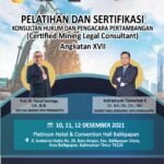 PERKHAPPI Buka Pendaftaran Pelatihan dan Sertifikasi Konsultan Hukum dan Pengacara Pertambangan