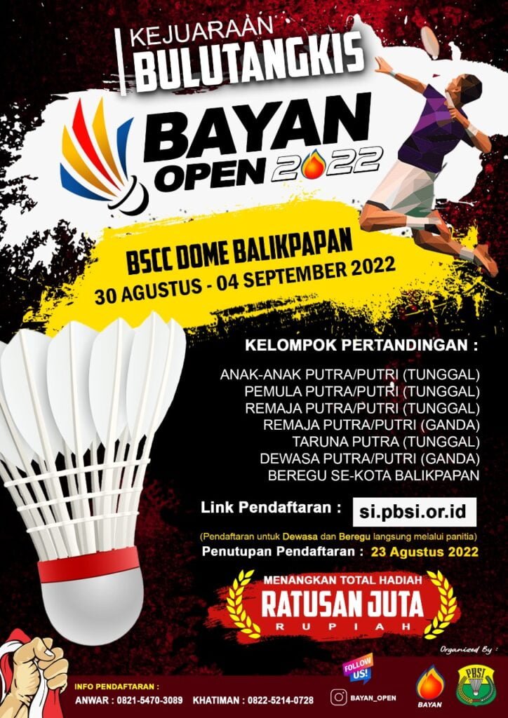 WhatsApp Image 2022 08 13 at 09.01.35 Segera Daftar! Turnamen Bulu Tangkis Bayan Open Siap Digelar  PROKALTIM