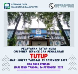 WhatsApp Image 2022 12 20 at 16.51.10 Pelayanan Customer Service dan Pemasaran PTMB atau PDAM Tutup Pada Hari Jumat 23 Desember 2022 PROKALTIM