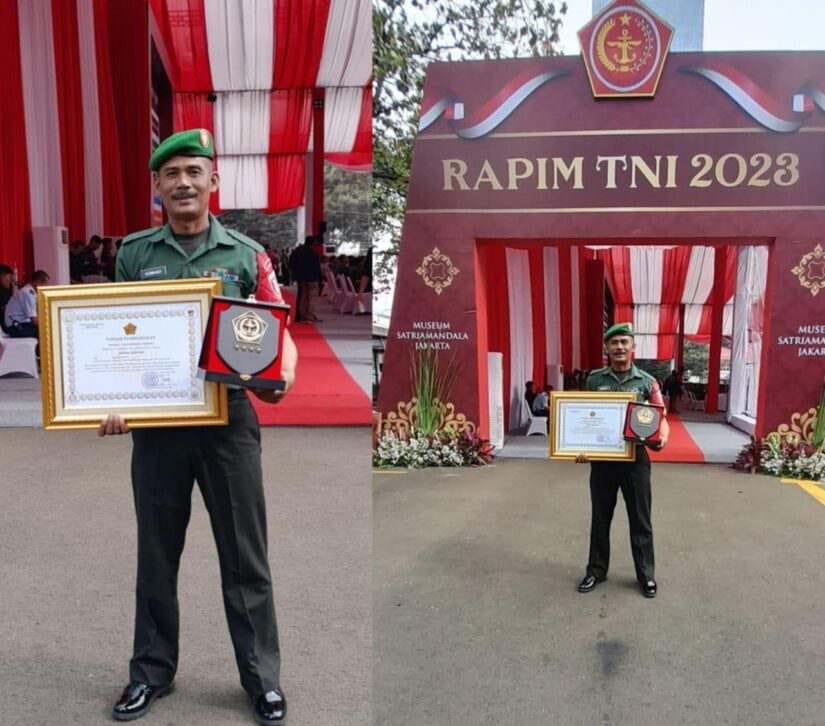 Panglima TNI Laksamana Yudo Margono Memberikan Penghargaan Kepada Prajurit Kodim 0901 Samarinda Babinsa Sungai Dama, Kopka Azmiadi