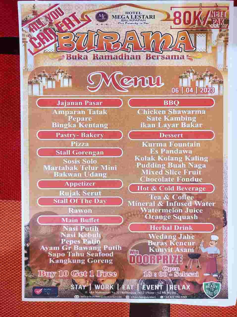 Promo Buka Puasa Hotel Mega Lestari, All You Can Eat, dengan Harga Rp 80 Ribu Perorang