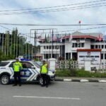 Kamseltibcar Lantas Polda Kaltim Melaksanakan Patroli di Kantor KPU Balikpapan