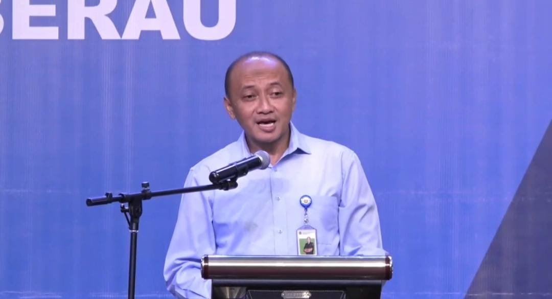 Tangkapan layar video saat perwakilan DJBC Kaltim dalam sambutannya di acara sosialisasi tarif PTB di Hotel Aston Samarinda. (ps)