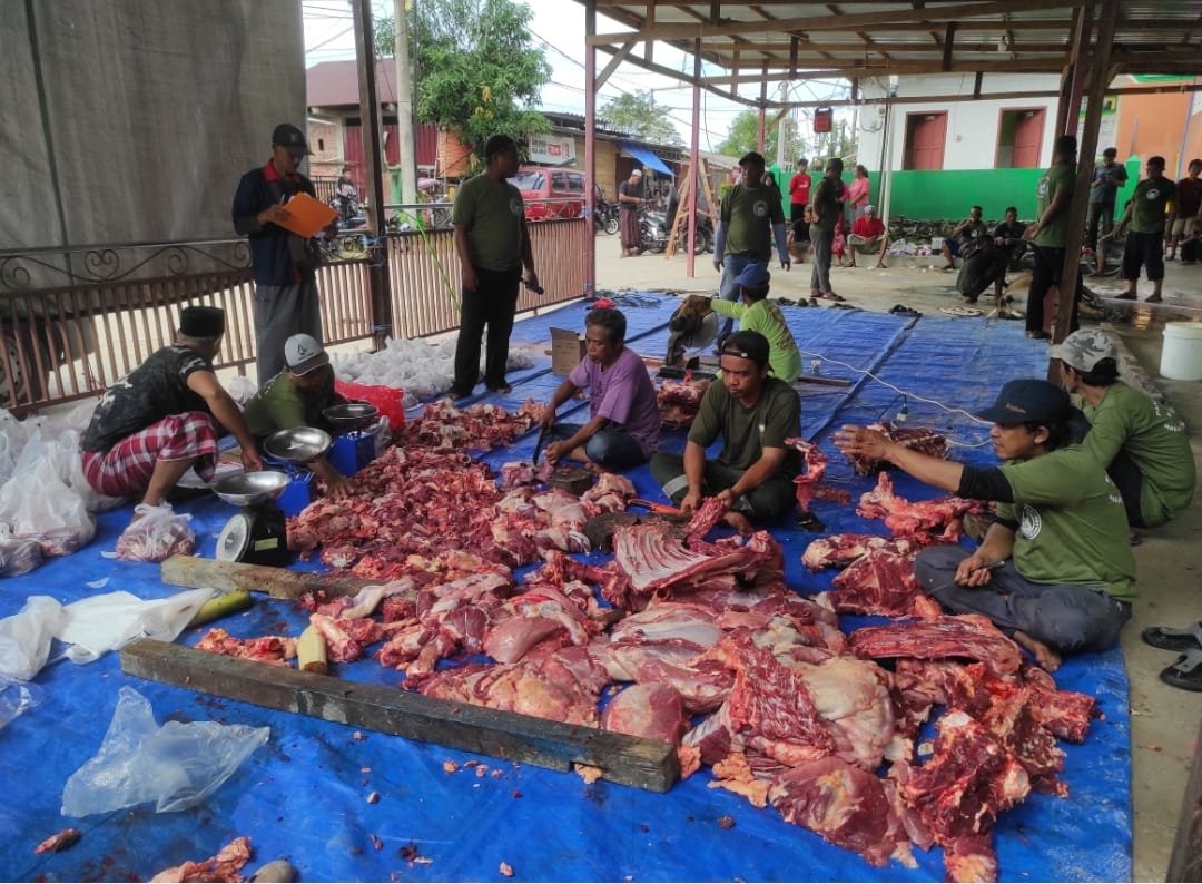 Masjid Tajril Muhajirin Manggar Melaksanakan Pemotongan 6 Ekor Sapi Kurban