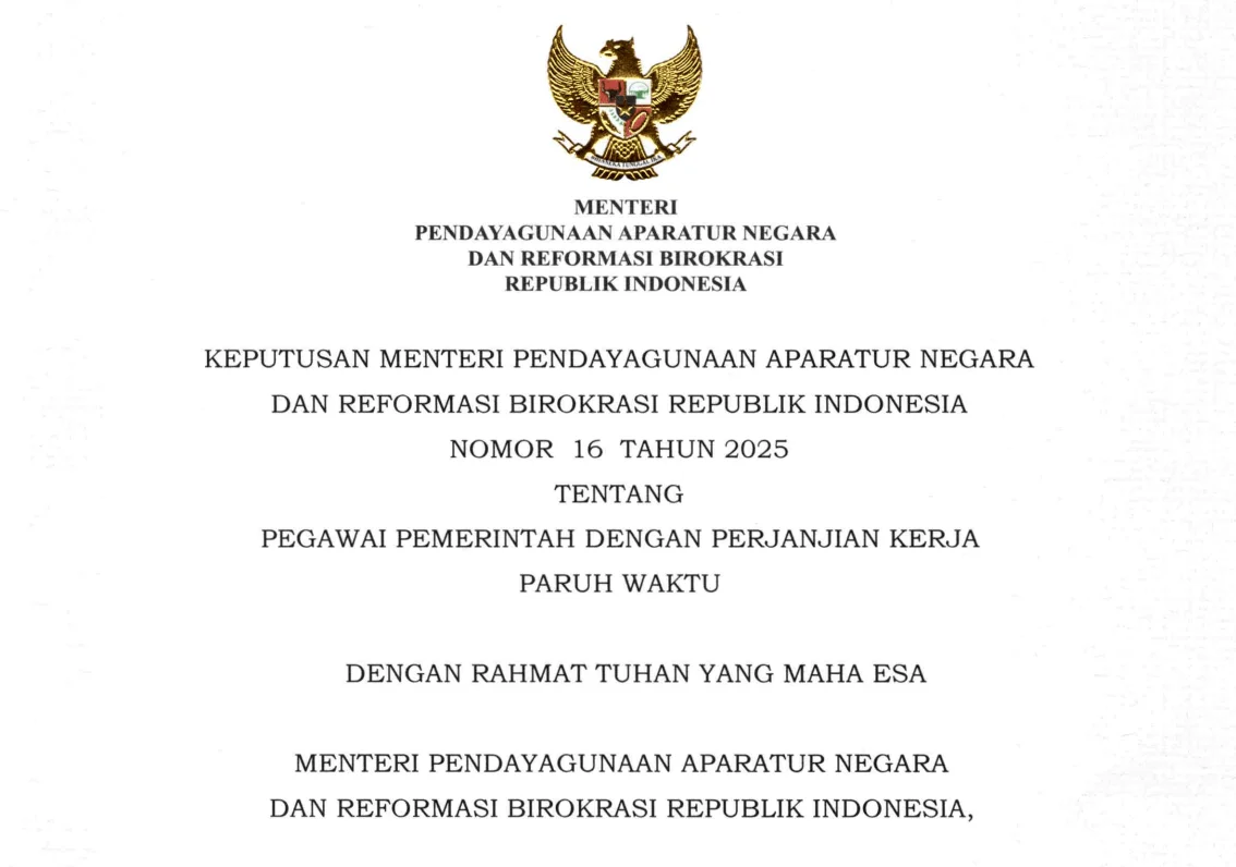 RESMI! Kemenpan RB Terbitkan Keputusan Soal PPPK Paruh Waktu