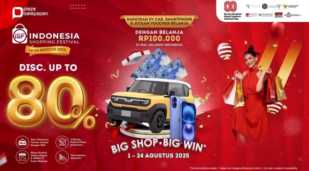 WhatsApp Image 2025 08 06 at 07.35.09 Indonesia Shopping Festival Kembali Digelar, Diskon hingga 80 Persen di Plaza Balikpapan PROKALTIM