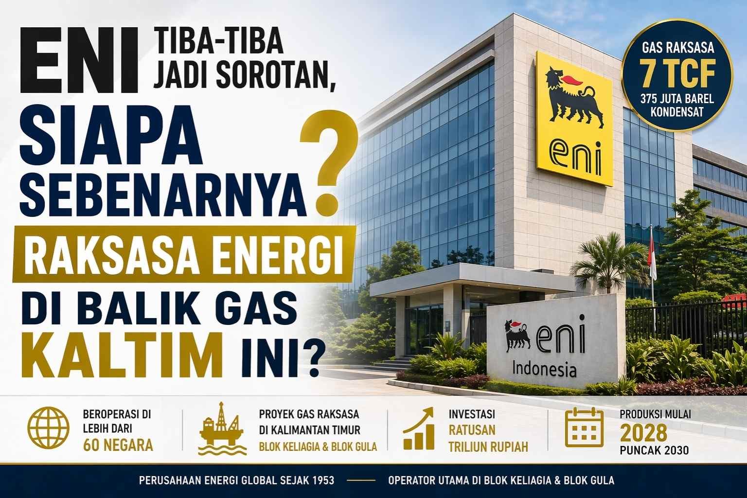 PT ENI 7 ENI Tiba-Tiba Jadi Sorotan, Siapa Sebenarnya Raksasa Energi di Balik Gas Kaltim Ini? PROKALTIM