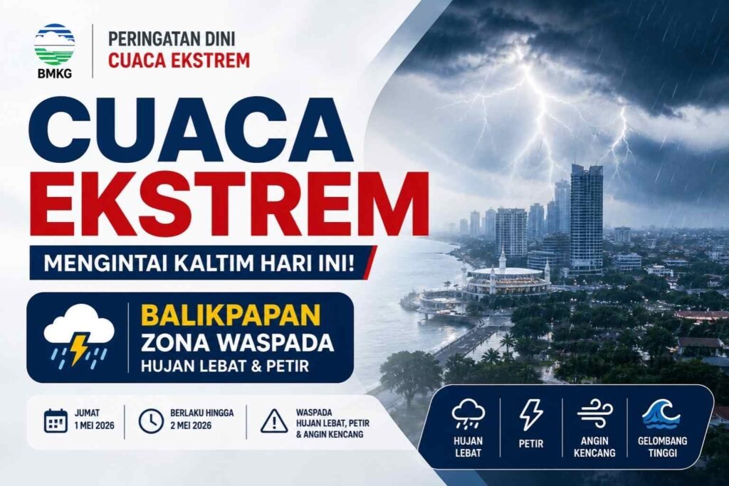 berita cuaca prokaltim Cuaca Ekstrem Mengintai Kaltim Hari Ini, Balikpapan Masuk Zona Waspada Hujan Lebat dan Petir PROKALTIM