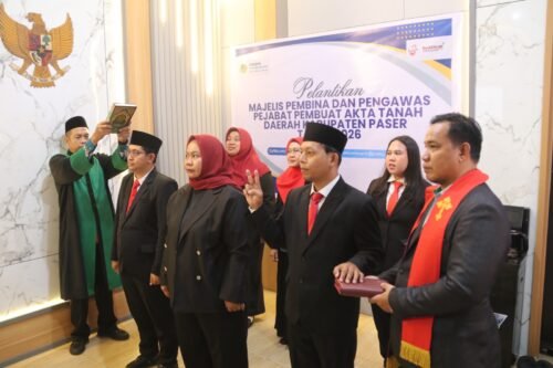 Kantor Pertanahan Kabupaten Paser mengikuti kegiatan Pelantikan dan Pengangkatan Sumpah Majelis Pembina dan Pengawas Pejabat Pembuat Akta Tanah