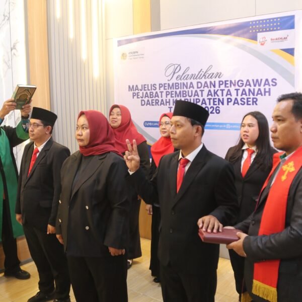 Kantor Pertanahan Kabupaten Paser mengikuti kegiatan Pelantikan dan Pengangkatan Sumpah Majelis Pembina dan Pengawas Pejabat Pembuat Akta Tanah