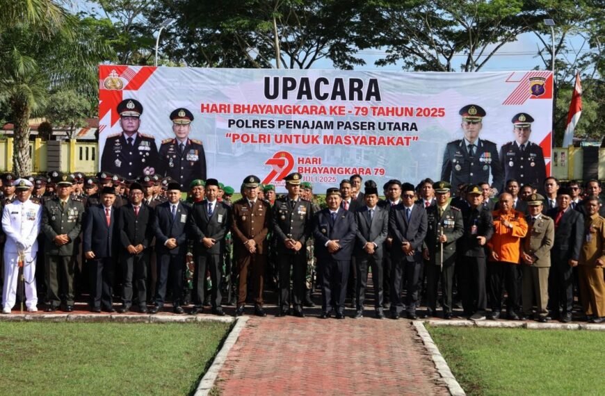 Hadiri Peringatan HUT ke-79 Bhayangkara, Bupati Mudyat Noor Apresiasi Kepolisian Jaga Ketertiban
