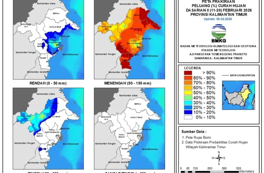BMKG Prediksi Peluang Hujan Capai 80 Persen di Kaltim Warga Diimbau Waspada